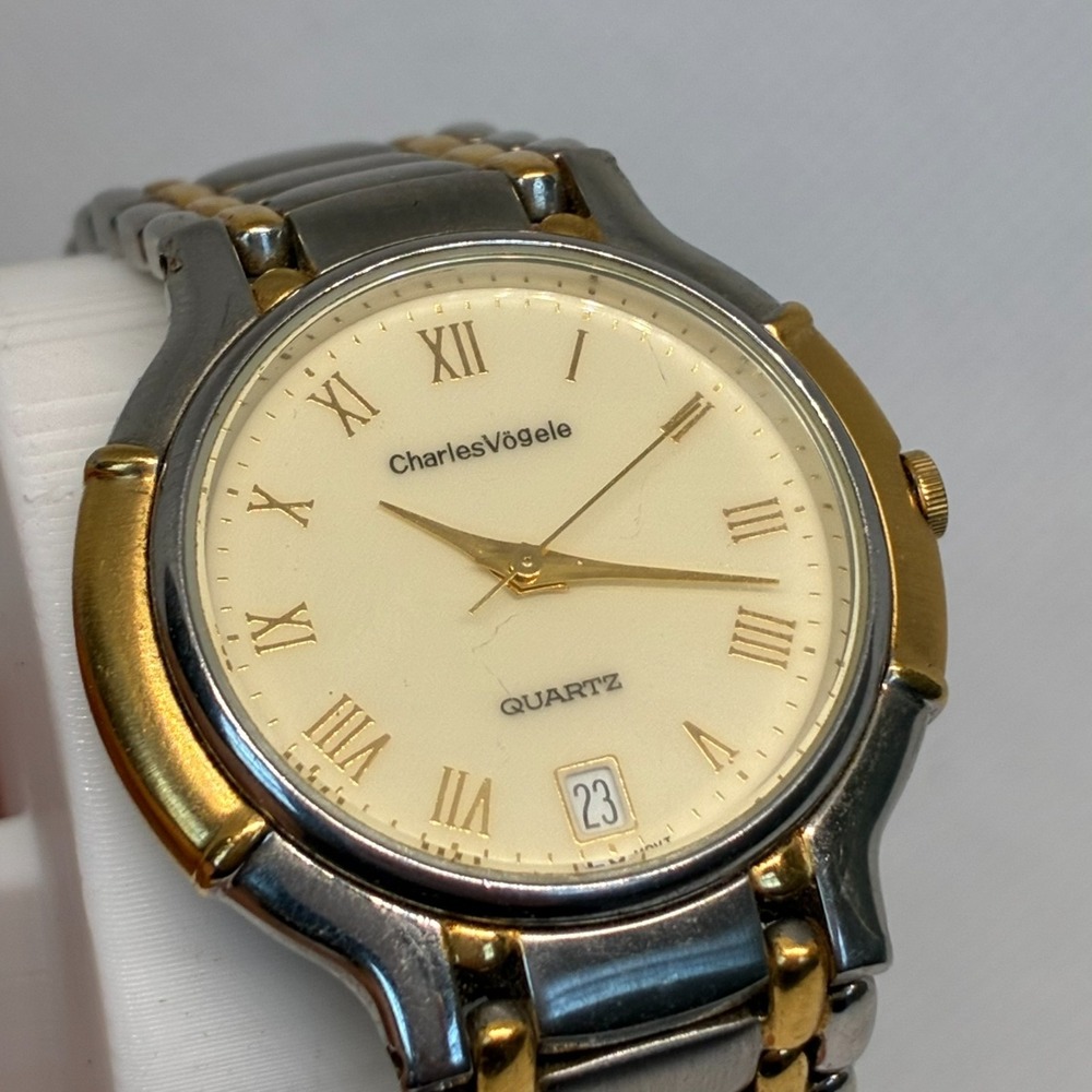 Vintage Charles Vögele Men's Two Tone Quartz Watch - Date - Roman Numerals